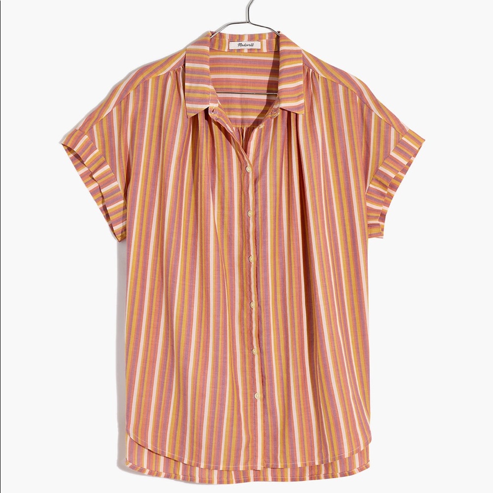 Madewell Central Shirt Rainbow Stripe Sz L
